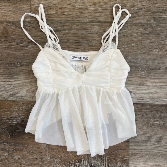 Princess Polly Tops - Princess Polly Cream Lace Camisole EUC size 2